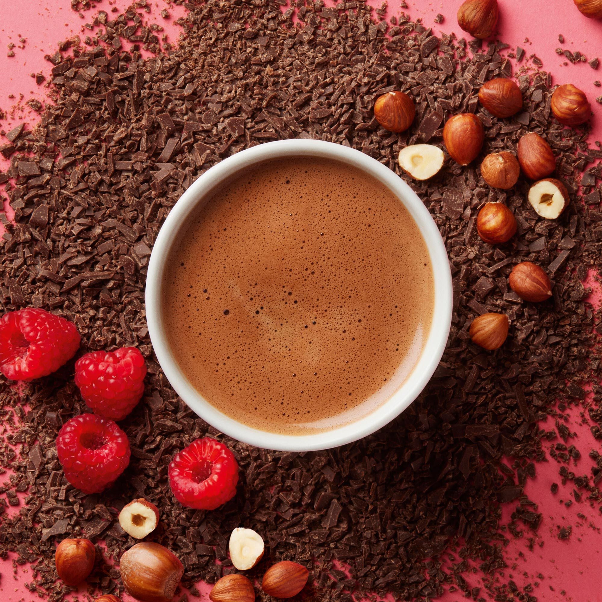 Nuts About Raspberry Hot Chocolate Sachets – Vegan Chocolate - Hotel Chocolat