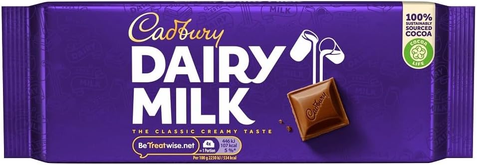 Cadbury Dairy Milk Chocolate Bar, 180g