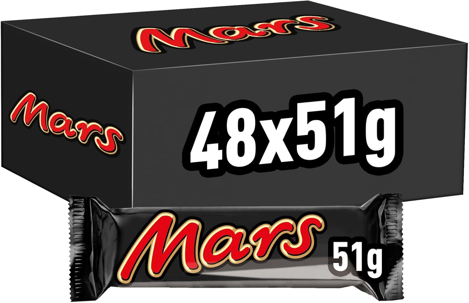 Mars Chocolate Bars, Milk Chocolate, Caramel, & Nougat, 48 x 51g, Bulk Chocolate Box, Ideal as a Chocolate Gift, Chocolate Snacks or in a Chocolate Hamper