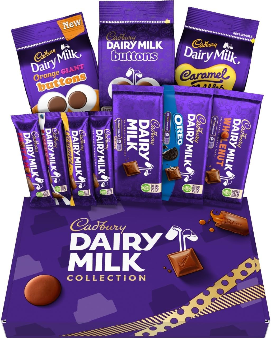 Cadbury Dairy Milk Big Night In Deluxe Christmas Hamper, Includes 10 Assorted Chocolate Bars & Bags, 1.04 kg (Pack of 1)