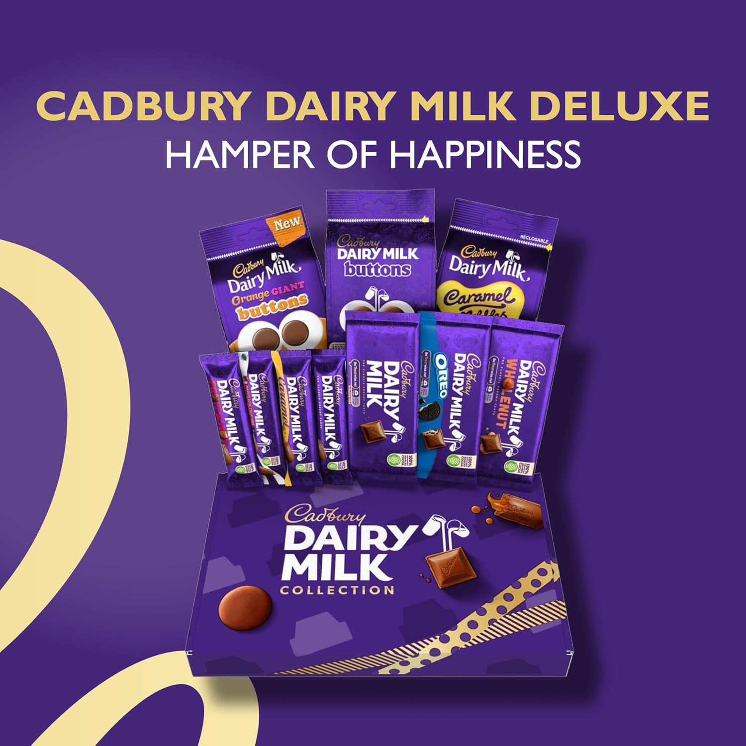 Cadbury Dairy Milk Big Night In Deluxe Christmas Hamper, Includes 10 Assorted Chocolate Bars & Bags, 1.04 kg (Pack of 1)