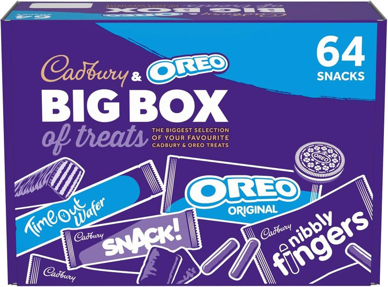 Cadbury & OREO Big Box of Treats, 64 Assorted Chocolates and Snacks, 1790 g (Pack of 1)