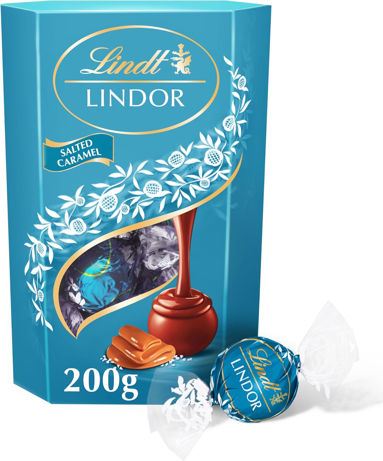 Lindt Lindor Salted Caramel Milk Chocolate Truffles Box - Approx 16 balls, 200g - Chocolate Truffles with a Smooth Melting Filling - Gift Present - Christmas, Birthday, Celebrations, Congratulations