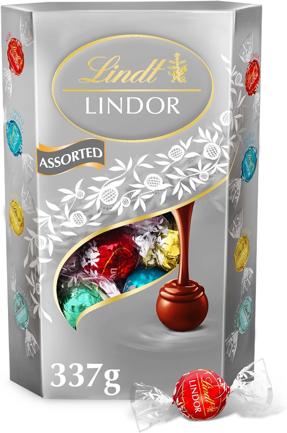 Lindt Lindor Silver Assorted Chocolate Truffles Box Large - Approx 26 balls (337g)