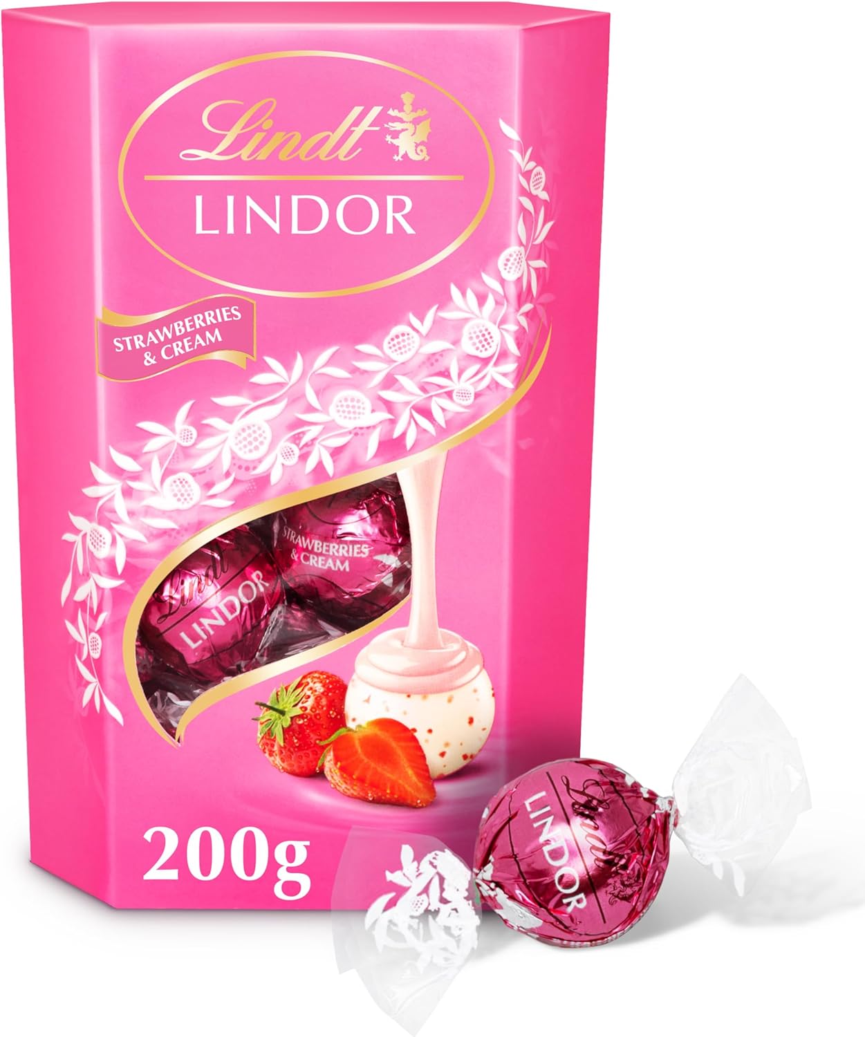 Lindt Lindor Strawberries & Cream Chocolate Truffles Box (200g)