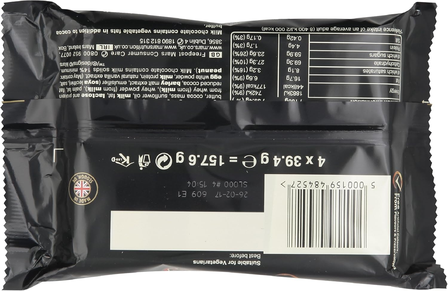 Mars Caramel, Nougat & Milk Chocolate Snack Bars Multipack, 4 x 39.4g